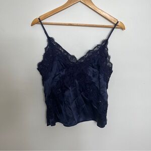 CAMI NYC 100% Silk Navy Lace Cami Size XS